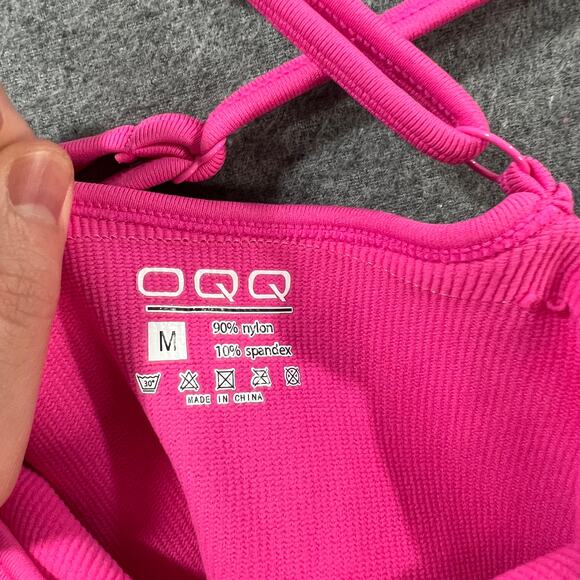 OQQ Women's Spaghetti Strap Bodycon Ruffle Side Midi Dress Pink Size M - Picture 3 of 8